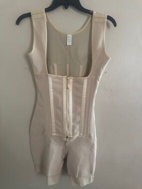 Nude Full-Body Shapewear Bodysuit with Front Zipper